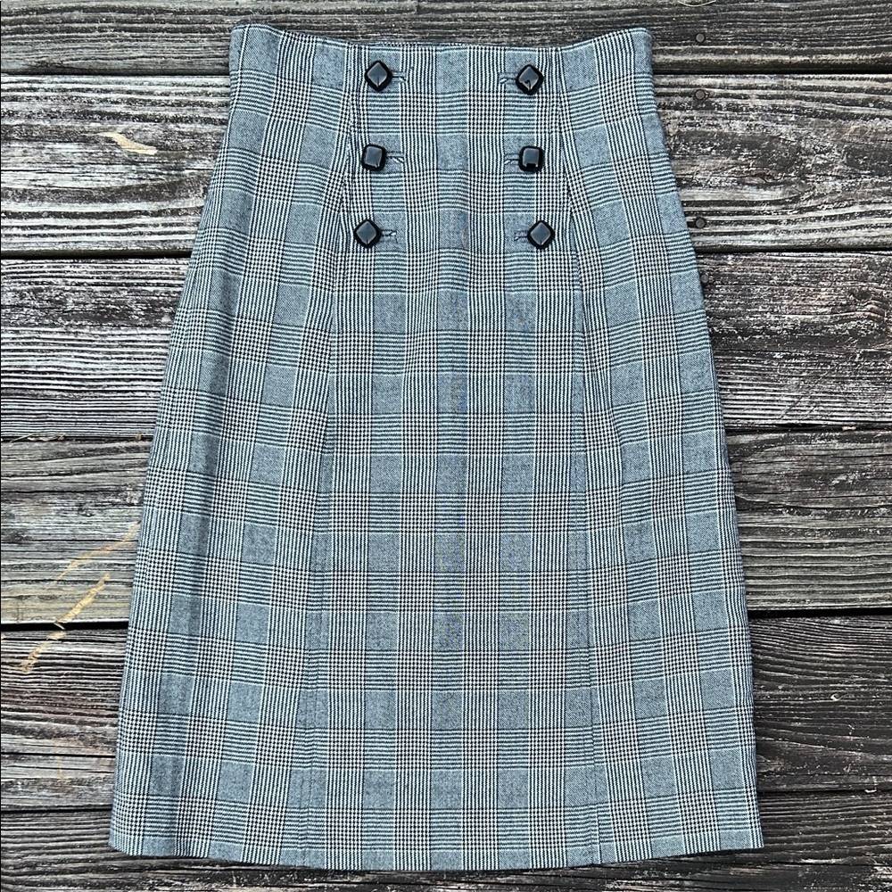 Banana Republic wool Checkered Pencil Skirt hound’s tooth pattern size 0 stretch